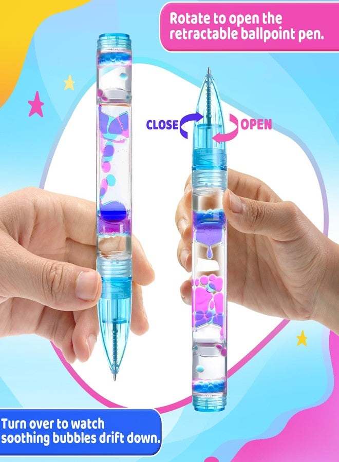 Chilvil Valentines Day Gifts for Kids Classroom, 5PC Liquid Pen Fidget Sensory Toys for Adults School Must Have Prize Treasure Box Liquid Motion Bubble Timer Lava Fun Cool Anxiety Pens Easter Basket Stuffers - Image 2